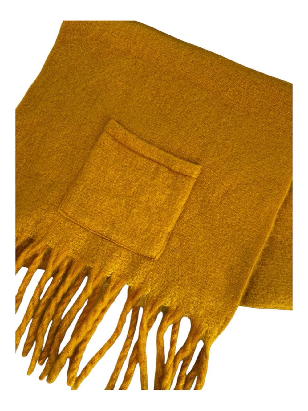 Steve Madden Mustard Oversized Fringe Scarf with Pockets